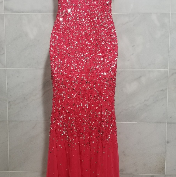 Cache Hot Pink Sequin Strapless Formal 2 - Picture 5 of 6